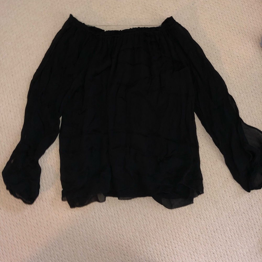 Sanctuary Black Flowy Cold Shoulder Top - Picture 2 of 4
